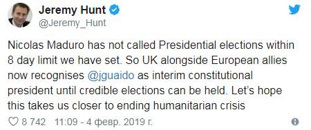 Страны ЕС признали оппозиционера Гуайдо президентом Венесуэлы